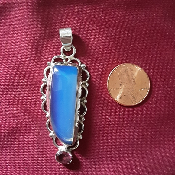 VINTAGE HANDCRAFTED 925 SILVER PENDANT.  MOONSTONE/QUARTZ/AMETHYST. - Picture 5 of 5